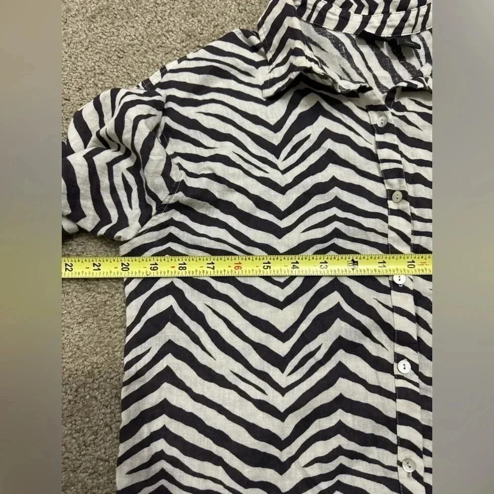 TAHARI Zebra Print Button Up Tunic Top Linen Blen… - image 8